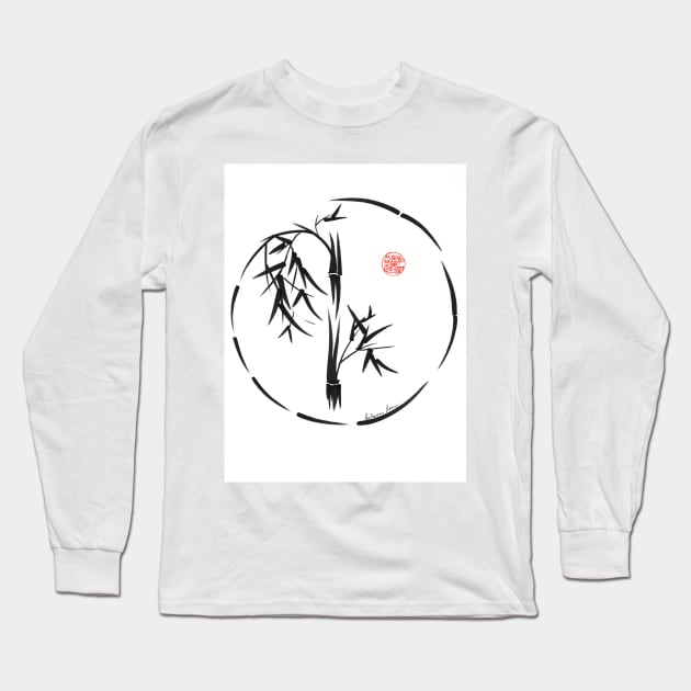 PASSAGE  - Original sumi-e enso ink brush art Long Sleeve T-Shirt by tranquilwaters